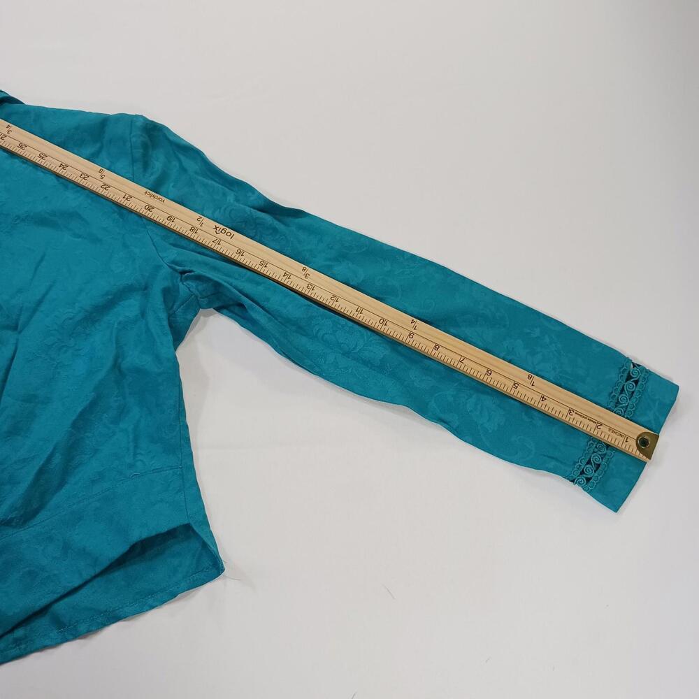 Karin Stevens Women's Turquoise Open Back Front Button Blazer Jacket Size 8 - Picture 9 of 16